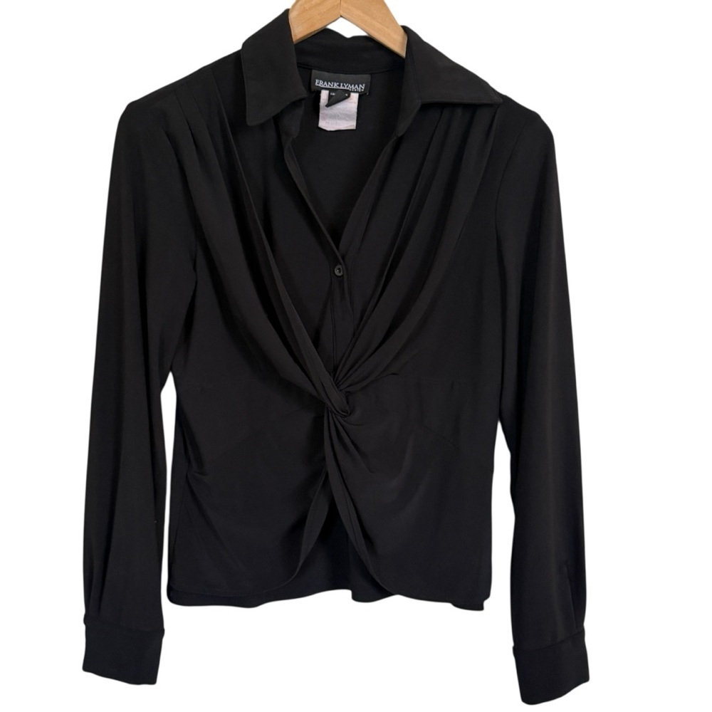 Frank Lyman Black Twist-Front Blouse Women’s Size 8